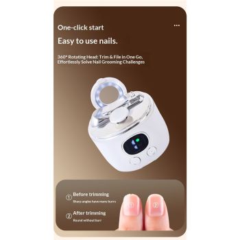 Electric Nail Clipper【Magnifier Assistance】Clear Vision, Precise Trimming (White)(Suitable for Families,Seniors)
