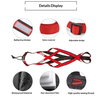 Sled Dog Harness - Large Dog Mushing Harness for Husky, Canicross, Skijoring & Scootering - Design (red,M)