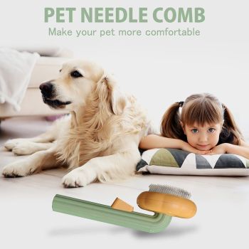 Cat Brush Dog Brush with Release Button for Shedding, Self Cleaning Cat Comb Hair Brush for Indoor Cats, Dog Deshedding Brush Grooming Kit, Pet Supplies Hair Remover Tool