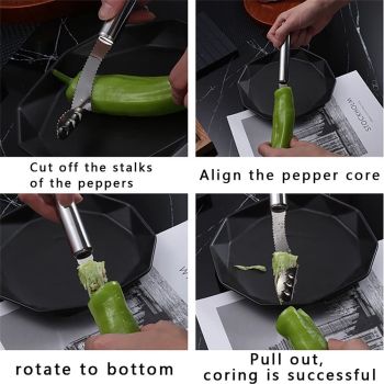 Stainless Chili Pepper Roasting Rack and Corer Set, Stainless Steel Drumstick Chicken Wings Roaster for BBQ Smoker and Oven