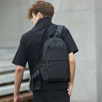 Black Convertible Sling Crossbody Backpack Shoulder Bag for Men Women, Waterproof Oxford cloth Chest Bag Strap Back Pack for Hiking Walking Biking Travel Cycling