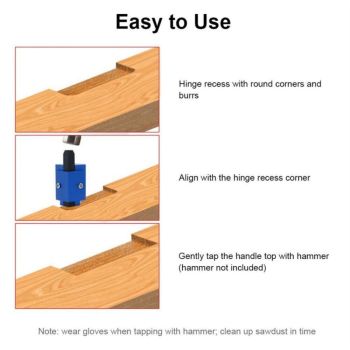 2 pack Corner Chisel Woodworking Mortise Tool, Door Hinge Recess Squaring Corner Chisel, Easily Square Up Rounded Corners, Precise Cut Door Strike Plate Tool
