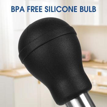 Baster with Silicone Suction Bulb, Stainless Steel Food Grade Turkey Baster for Cooking, Baking, Injecting Marinade ，Black