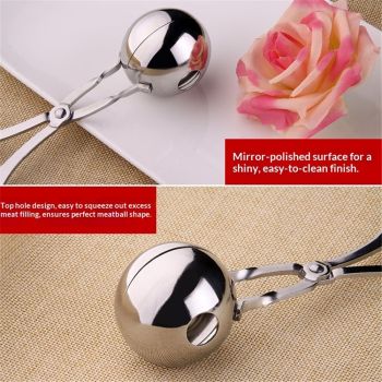 2 pack Meat Maker Tools Dough Meatball Scoop Non Stick Stainless Steel for Rice Meat Cookie Making（1 big and 1 small）