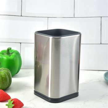 Utensil Holder for Kitchen Counter, Stainless Steel Utensil Organizer for Countertop, Rectangular Utensil Crock with Stable Base