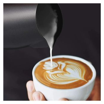 12 oz Milk Frothing Pitcher – Frother Cup with Drip Resistant Spout - Latte Art Pitcher for Cappuccino Espresso Barista, Home & Commercial Use（black）