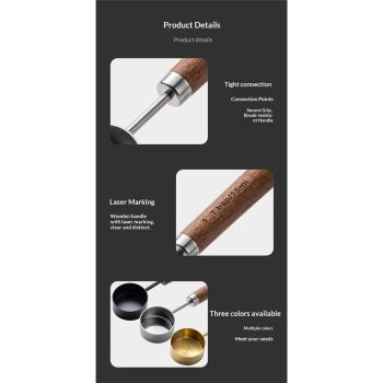 3 pack Stainless Steel & Wood 1 Teaspoon Scoop Coffee Measuring Scoop 1Tablespoon Measuring Spoon Perfect for Coffee, Tea, and More