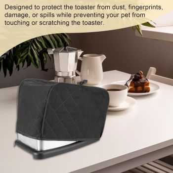 2 pack Black Toaster Cover 2 Slice, Two Slice Bread Machine Covers Quilted Toaster Covers Bread Maker Universal Size Kitchen Appliance Cover Polyester, Dust and Fingerprint Protection（Excluding bread machine）