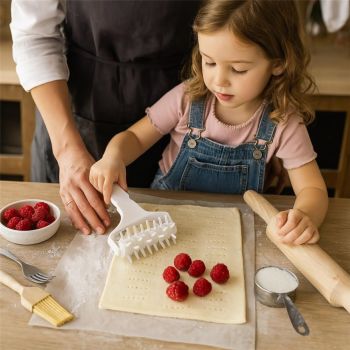 Dough Baking Dough rolling wheel knife, White , 4.72-Inches wide,PP Plastic Pizza Dough Roller with Ergonomic Handle  - Prevents Blistering for Homemade Pizza and Pastry Baking
