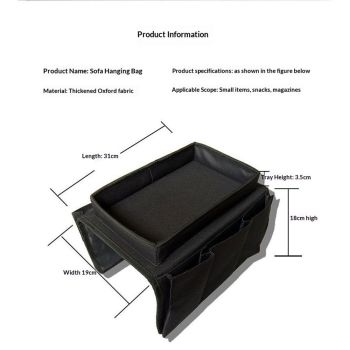 Sofa Armrest Organizer with Cup Holder Tray Chair Arm TV Remote Holder for Recliner Couch Armchair Caddy Bedside Storage Pockets Bag for Cellphone Tablet Book Magazines Drinks Pouch（black）