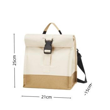 Insulated Lunch Bag Rolltop Lunch Box Medium Lunch Cooler Tote for Women, Girls, Teens and Adults (White)