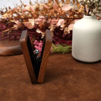 Personalized Ring Box for Proposal Engraved Wooden Rotating Ring Case for Earring Brooches Jewelry Gift Boxes for Women Wedding Essentials（only box）