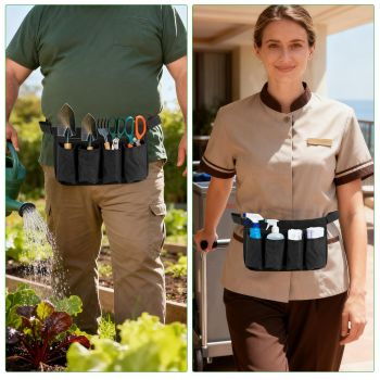 Tool Pouch, Waist Tools Bag Belt, Bottle Holster, Heavy Duty Working Tool Apron for Janitorial, Custodial, Housekeeping, Cleaning