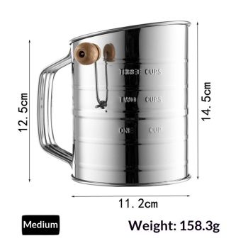 Flour Sifter for Baking, Stainless Steel Flour Sieve Fine Mesh Screen Powder Sifters with Loop Agitator for Quick Sifting, Hand Crank Sifter for Cooking Baking Kitchen Sugar Utensil DIY