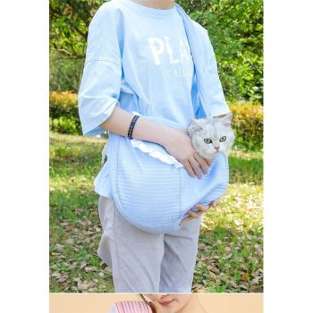 Small Dog Carrier Sling Dog Sling Carrier for Small Dogs Puppies Cats, Big Pouch Safety Leash Pet Sling Carrier for Walking Outdoor Travel (blue, S)