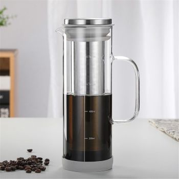 Cold Brew Coffee Maker 2 in 1 Iced Coffee Maker, Glass Pitcher with Lid- 800 milliliters, Stainless Steel Filter and BPA-Free Glass for Iced Coffee, Cold Brew Tea, Juice
