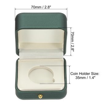 2 pack Coin Display Box, Coin Presentation Display Box Coin Box Coin Case with Coin Holder Fit 35mm Coin for Silver Dollar Collectors, Green（only 2 storage boxes available）