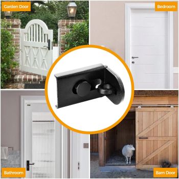 2 pack Sliding Door Lock, 90 Degree Door Hasp Latch Lock, Stainless Steel Security Right Angle Padlock with Screws for Push/Sliding/Barn Doors (black, small)