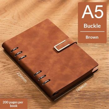 Professional Watercolor Sketchbook with 6-Ring Binder, 100 cores with A5-6 horizontal lines Cotton Acid-Free Cold Press Paper, for Artists, Students & Adults (brown)