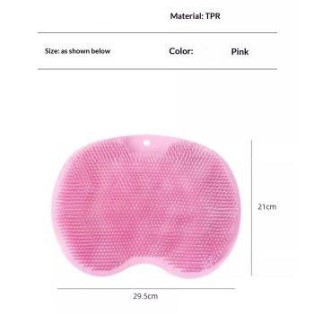 2 pack Shower Back & Foot Scrubber,Wall Mounted Back Scrubber Silicone Bath Massage Cushion Brush with Suction Cups,Bathroom Wash Foot Mat Exfoliating Dead Skin Foot Brush (Pink)