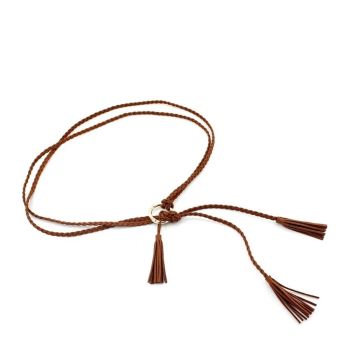 2 pack Women Girls Braided Knotted Waist Belt Skinny Mixed Color Rope Exotic Chain Tassel for Dress Skirt（Belt only）