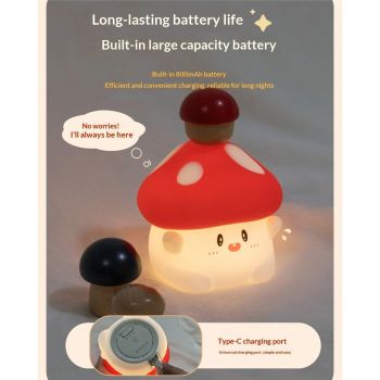 LED Mushroom Silicone Night Light Soft Sleeping Nursery Night Light Dimmable Timer Rechargeable Lamp Room Decor Baby Bedside Lamp
