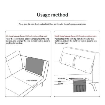 TV Remote Control Holder Couch Caddy, Non-slip Bedside Caddy Organizer with Pockets for Key Glasses Phone Magazine Holders (Black, 32.6"x12.8",Handbag only)