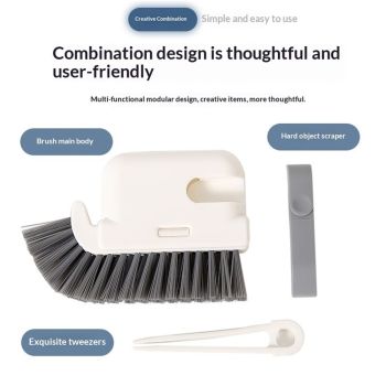 2 pack Groove Cleaning Brush 3 in 1 Grout Cleaner Tool Grip Brush Hard Bristle Crevice Cleaning Brush for Sliding Door Track, Window Sill, Window Seal