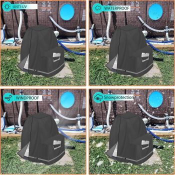 Sand Filter Pump Cover,Waterproof Anti-UV Above Ground Pool Pump Cover,Suitable for Most Popular Sand Filter on Market (Black)