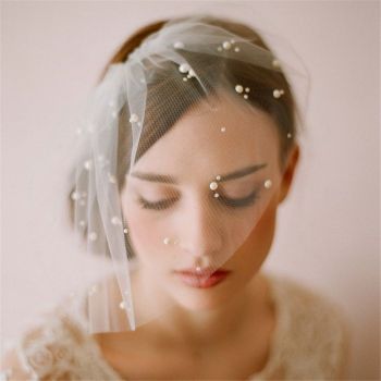 2 pack Bridal Veil with Comb Pearl Embroidered Flower Wedding Veil White Fascinator, with Pearls and Comb One Size Best for Bride