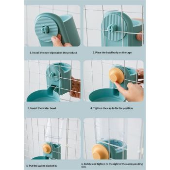 Hanging Automatic Food Water Dispenser Gravity Pet Auto Feeder Waterer Set for Rabbit Cat Dog Chinchilla Guinea Pig Hedgehog Ferret (Water Dispenser, white)