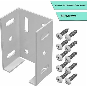 White Aluminum Fence Bracket for Vinyl Fencing,Heavy Duty Replacement for 2.75in Bracket,Fence Bracket Used for Connecting Panel to Post,Vinyl Fence Parts(8Pcs & 80screws)