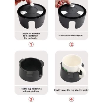Horizontal Mounting Cup Holder, Adjustable Anti-Spill Cup Holder, Suitable for Tractor Lawn Mower Forklift Treadmill, Fits Mugs Cans Glass Bottles Thermos (Black)