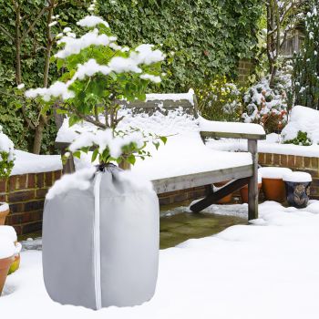 2 Pack Plant Winter Protection Pot - 27.6" x 25.6" Flower Pot Protection Bag - Anti-Frost Winter Pot Plant Cover with Drawstring and Zipper for Winter Outdoor Fruit Trees Potted Plants Shrubs