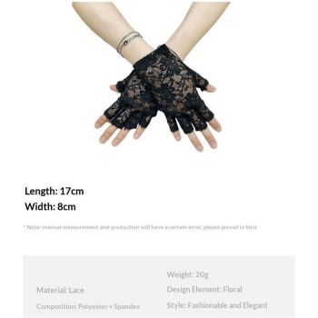 2 pairs Fingerless Lace Gloves for Women Floral Gloves for Valentines Gift Opera Tea Party Wedding Bridal Dress up Costume