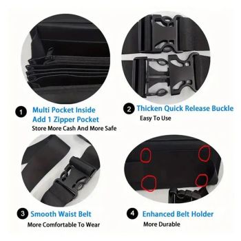 Coin Holders Pack with Banknote Dispenser, Waiter's Purse, Coin Sorter, Organizer, Storage Bag with Belt for Waitress, Server, Collector, Cashier, Change, Black