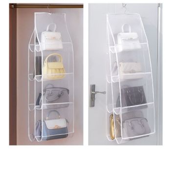 2 Packs Hanging Handbag Purse Organizer for Closet, 8 Pockets Space Saving Purse Storage Organizers, Wardrobe Bag Organizer Pocketbook Organizer, 110*35*30cm（only bags）