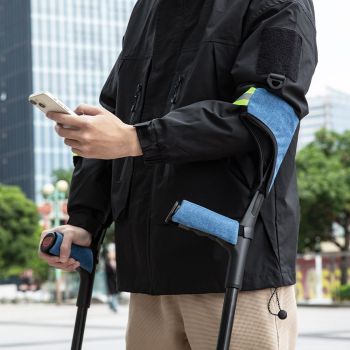 Forearm Crutch Pads and Hand Grip Covers for Open Cuff Crutches Forearm Crutches Accessories,Moisture Wicking Breathable Forearm Crutch Covers with Elastic Strap Increases Walking Comfort （blue，crutches are not included）