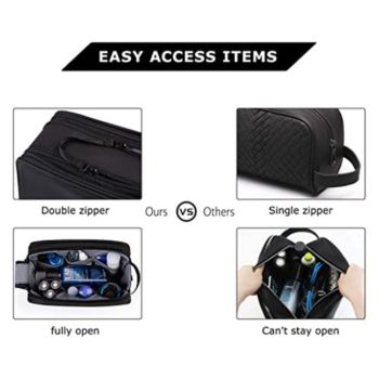 Toiletry Bag for Men, polyester Travel Toiletry Organizer Dopp Kit Water-resistant Shaving Bag for Toiletries Accessories, Black
