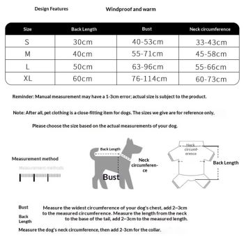 Firm polyester Dog Chore Coat, Insulated Weather Resistant Jacket for Cold and Windy Conditions, Large