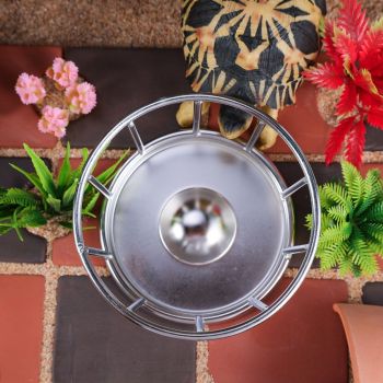 Tortoise Feeding Dish Reptile Water Dish Food Bowl Stainless Steel Feeder for Tortoises Lizards Turtles Chameleon (S)
