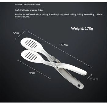 Kitchen stainless steel Tongs, Heat-Resistant Stainless Steel Cooking Tongs, Perfect for Food, Steak,Bread,Pizza,Salads and BBQ,Stable Clamping and Flipping Performance