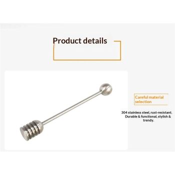 6.4 Inch Honey Dippers Stick, 2pcs Removable Syrup Dippers Stick, 304 Stainless Steel Honeycomb Stick Spoon Stirrer Server for Honey Pot Jar Containers, Silver + Gold