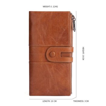 Women's RFID Blocking Genuine Leather Wallet, Bifold Long Clutch Wallet Money Clips Ladies Card Holder Purse（brown）