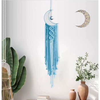 Moon with Light, Witch Pagan Woven Wall Hanging with Light, Gothic Wiccan Hippie Decor with Ornament Decoration Women Gift