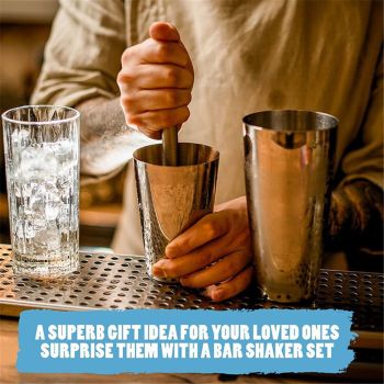 Shaker Cocktail Tin, Set (21 oz and 28 oz), Stainless Steel,Two Piece Shaker Cup Drink Mixer for Bartender – Silver Bar Tools Weighted Shaking Tin