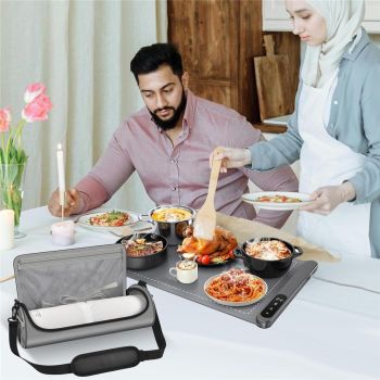 Food Warming Mat Bag, Universal Roll Up Hot Plates Heating Pad Storage Holder for itrusou, for Electric Warmer Tray, Ideal for Parties, Buffet, Travel-Case Only（only bag）