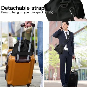 Small Travel Neck Pillow Bag for Memory Foam Travel Pillow,Luggage Travel Pillow Drawstring Bag Carrying Case with Trolley Sleeve&Adjustable Strap,Easily Attaches to Luggage,Backpacks
