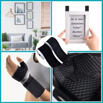 4 Inch x 16.4 Feet Black Adhesive Hook Loop Tape Heavy Duty, Multi-Purpose Carpet Anti Slip Rug Gripper, Double Sided Hook Loop Rolls, Couch Cushion Grip, Bulk Sticky Straps Wall Hanging Strips