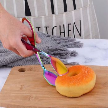 2 pack Bread Tongs, Stainless Steel Kitchen Serving Barbecue Tongs for BBQ Meat Appetizers Pastries Steak Cooking Tool
